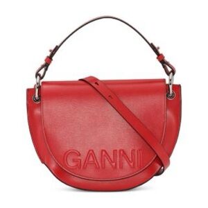 Ganni Red Leather Saddle Bag